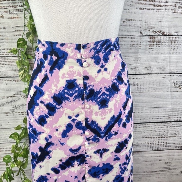 Laundry Shelli Segal Skirt size Medium Purple Blue Long Maxi Peasant Boho Hippie - Picture 6 of 16